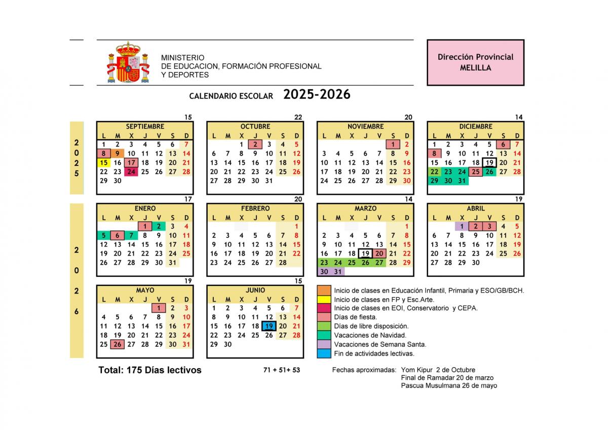 CALENDARIO ESCOLAR 25-26