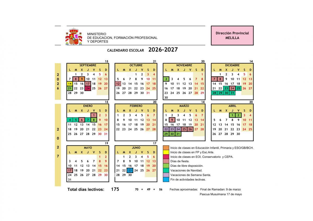 CALENDARIO ESCOLAR 26-27